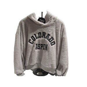 Planet Heart Fuzzy Hoodie – Size XL – Gray – Colorado Aspen Graphic – NWT